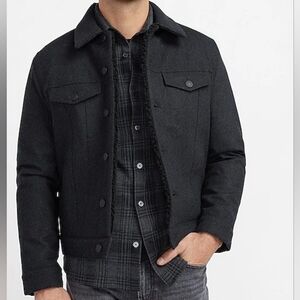 Men's Express Wool Sherpa Lined Trucker Jacket XL Charcoal